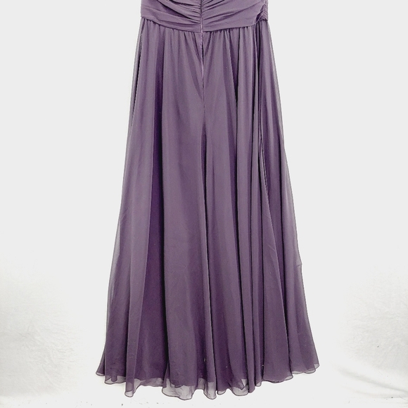 New Amsale Chiffon Sweatheart Neck Purple Pleated Long Bridesmaid Dress P4475 - Picture 6 of 9